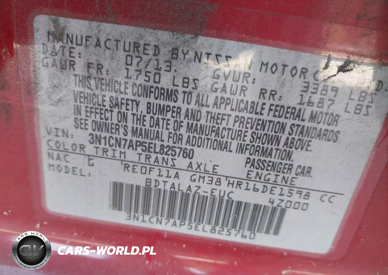2014 Nissan Versa 1.6 S+ VIN:3N1CN7AP5EL825760 - 9
