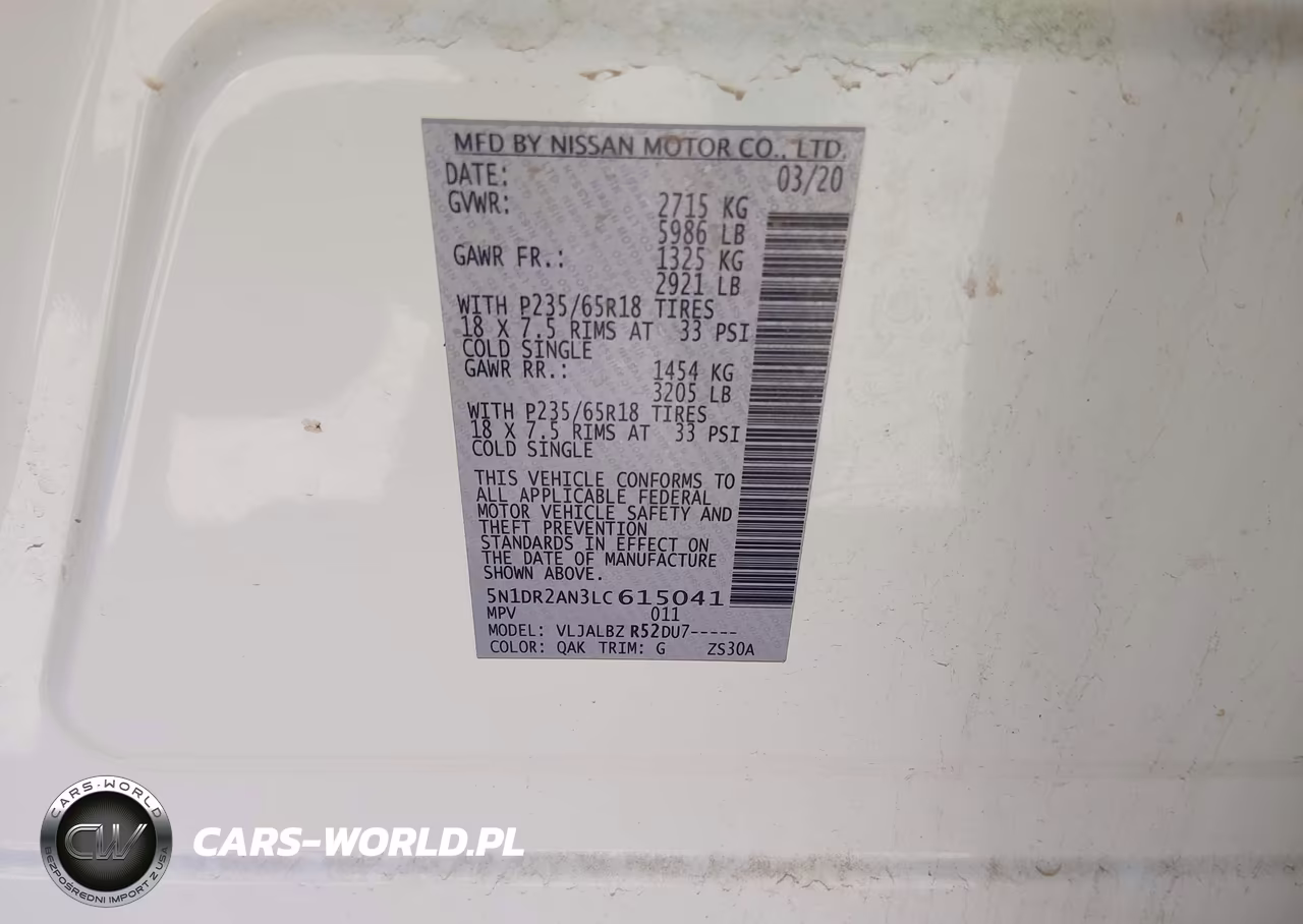 2020 Nissan Pathfinder S 2Wd VIN:5N1DR2AN3LC615041 - 9