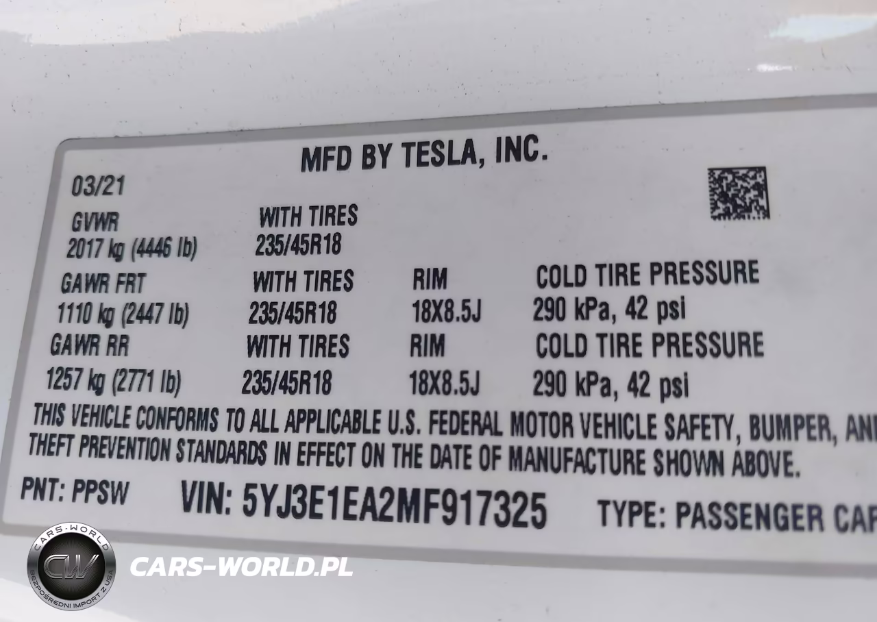 2021 Tesla Model 3 Standard Range Plus Rear-Wheel Drive VIN:5YJ3E1EA2MF917325 - 20