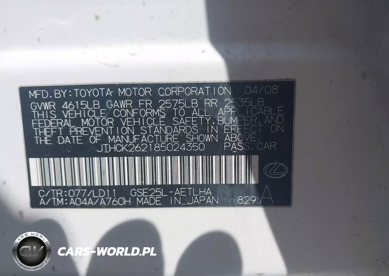 2008 Lexus Is 250 VIN:JTHCK262185024350 - 9