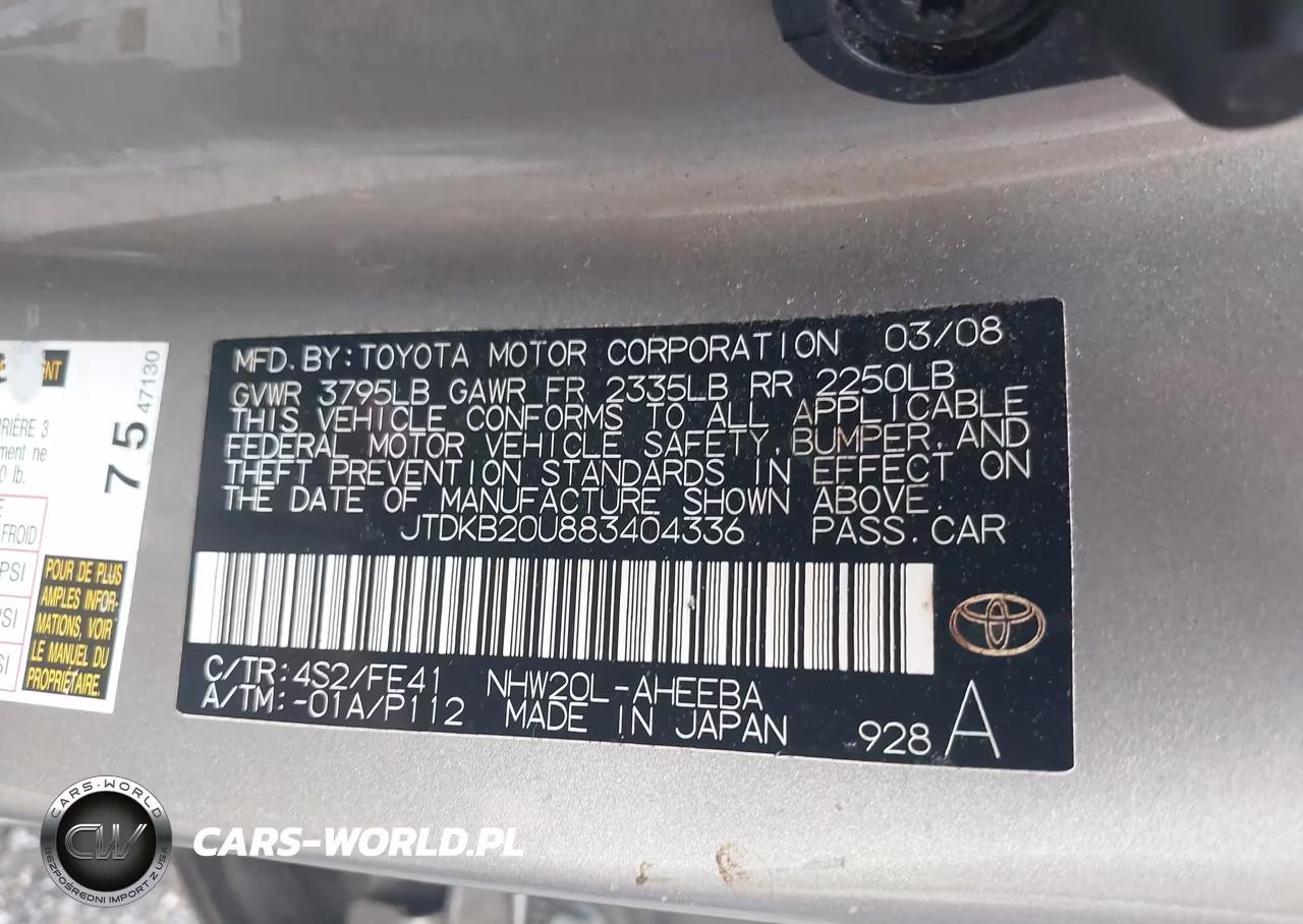 2008 Toyota Prius VIN:JTDKB20U883404336 - 9