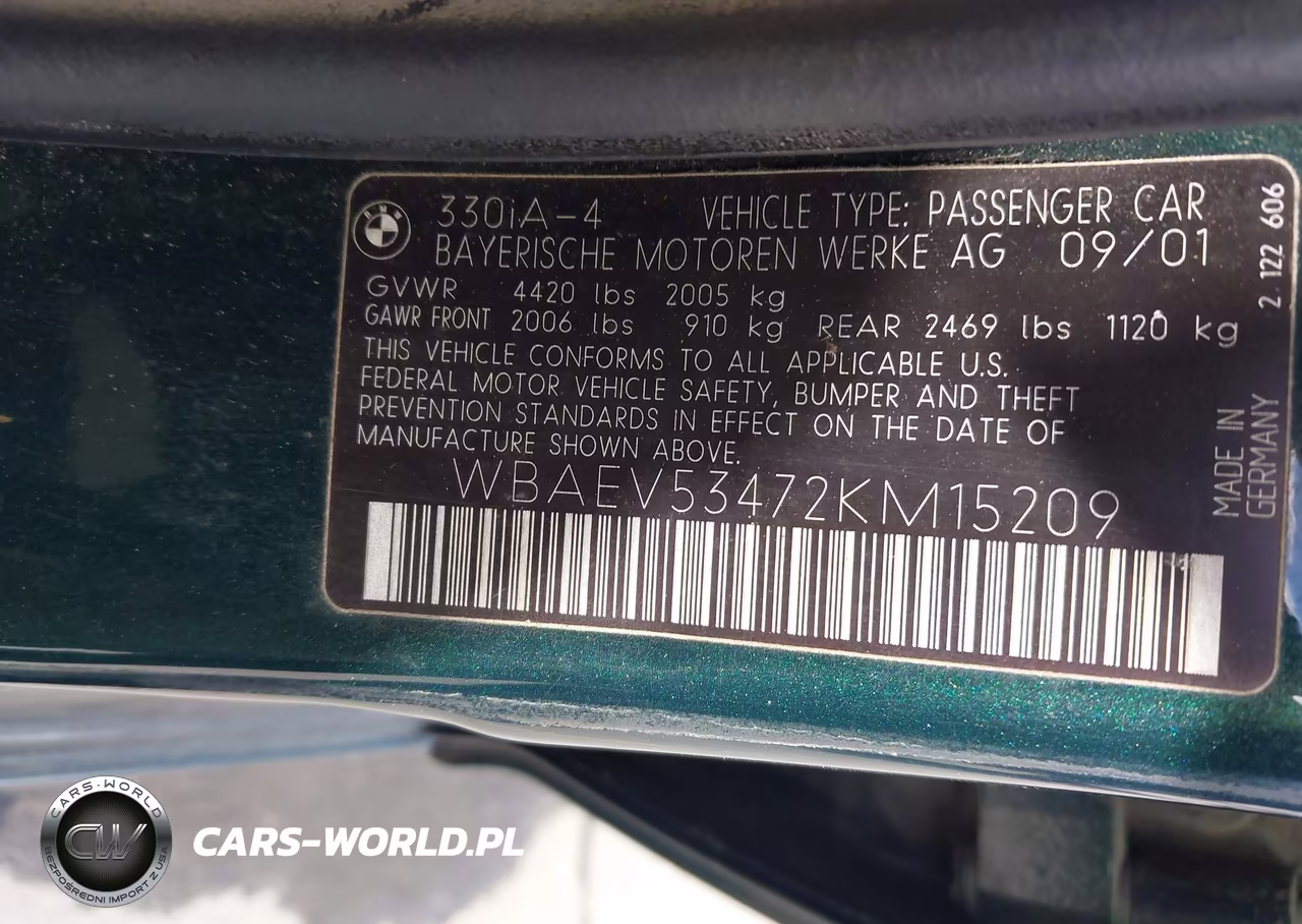 2002 BMW 3 Series 330I VIN:WBAEV53472KM15209 - 9