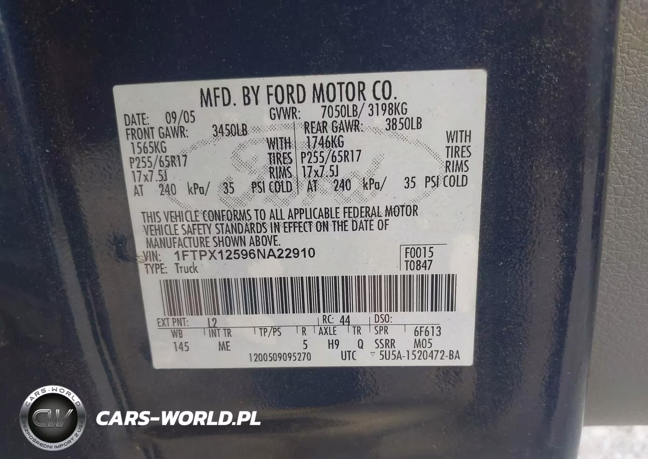 2006 Ford F-150 Lariat-Xl-Xlt VIN:1FTPX12596NA22910 - 9