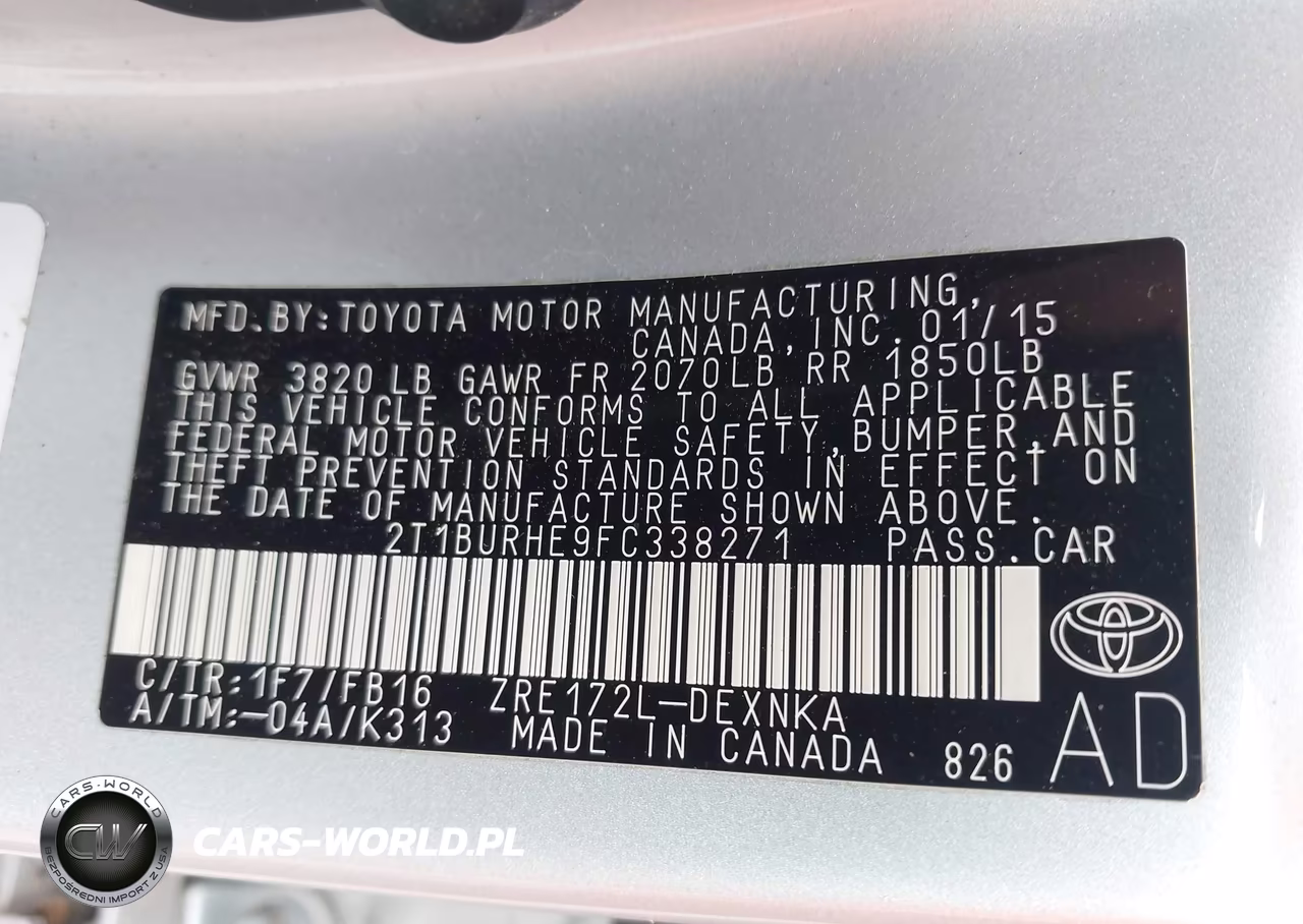 2015 Toyota Corolla Le Plus VIN:2T1BURHE9FC338271 - 9