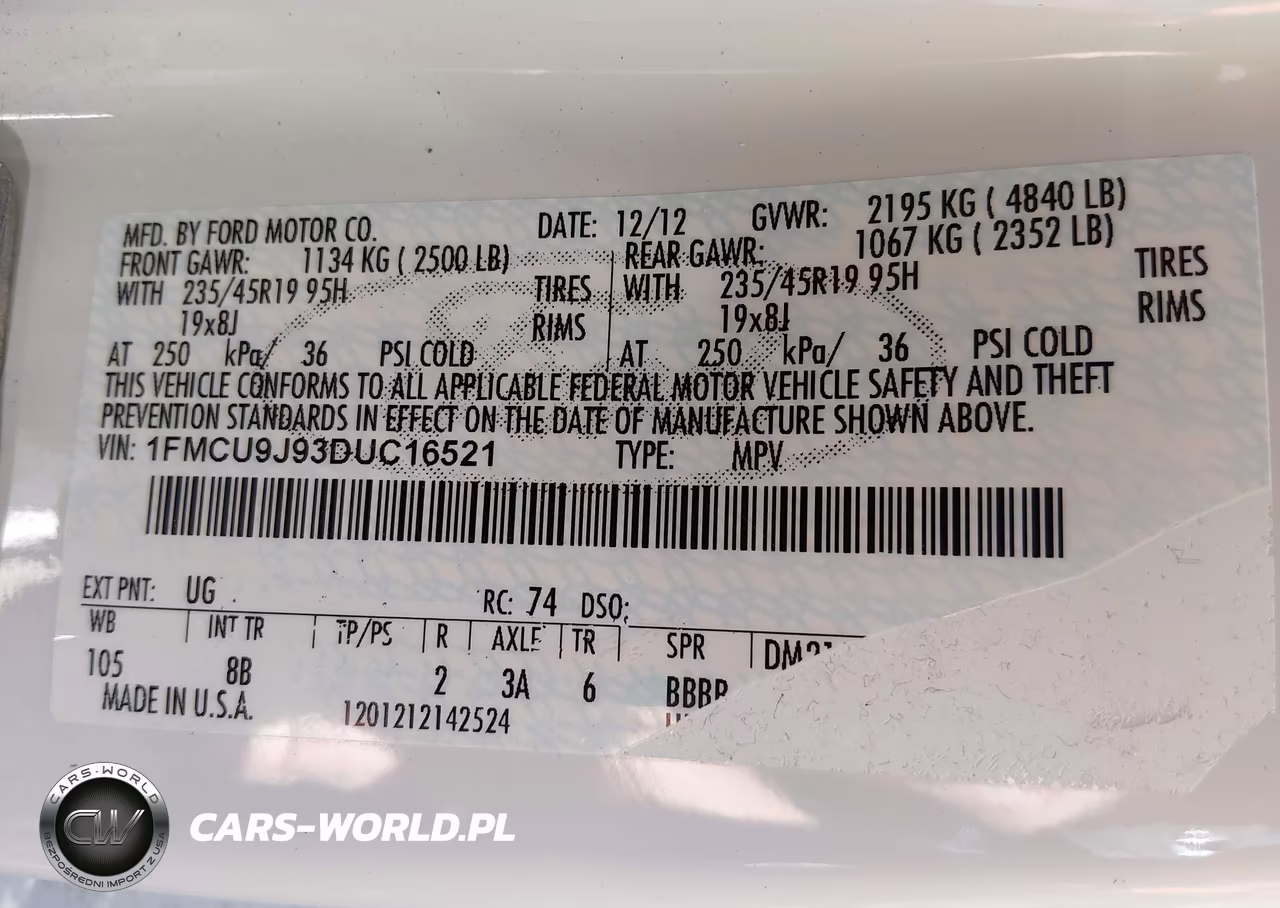 2013 Ford Escape Titanium VIN:1FMCU9J93DUC16521 - 9
