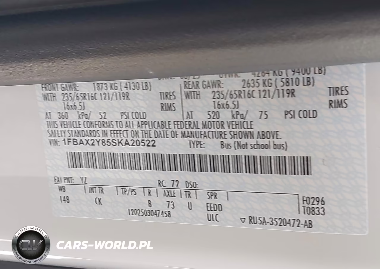2025 Ford Transit-350 Passenger Van Xl-Xlt VIN:1FBAX2Y85SKA20522 - 9