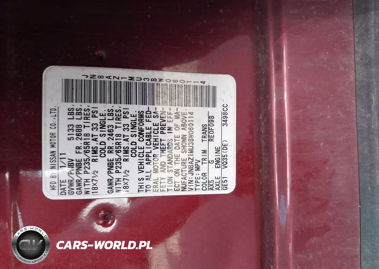 2011 Nissan Murano S VIN:JN8AZ1MU3BW060114 - 9