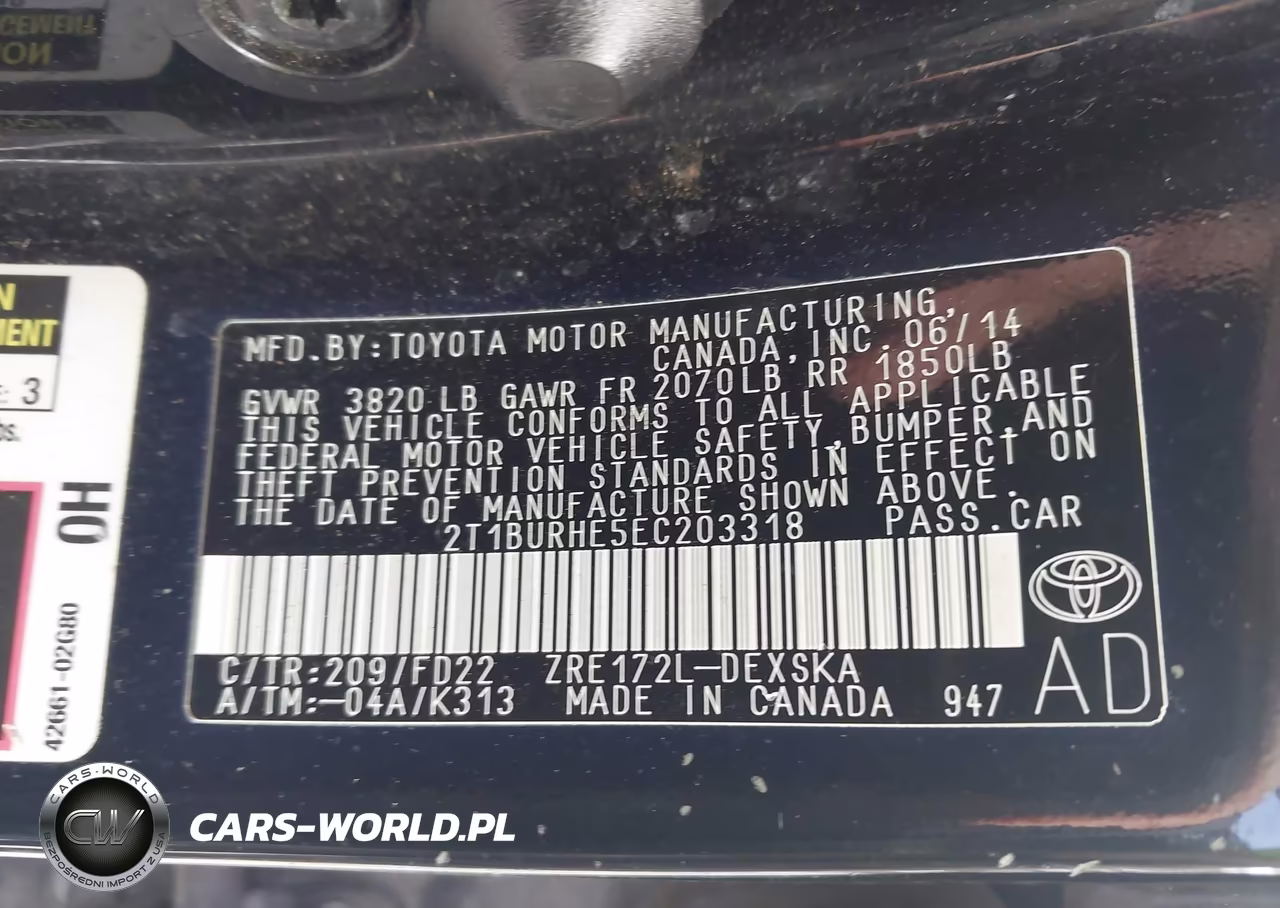 2014 Toyota Corolla S Plus VIN:2T1BURHE5EC203318 - 9