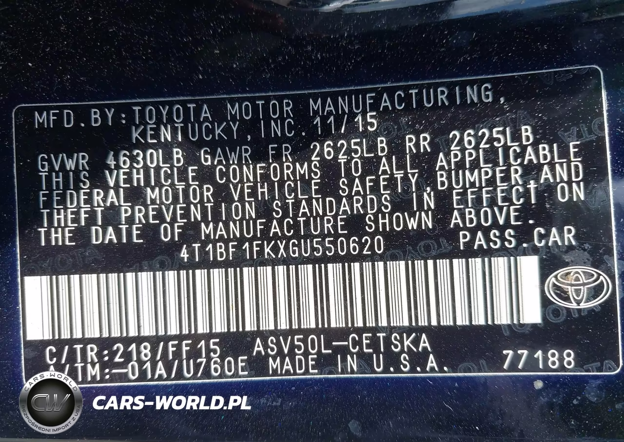 2016 Toyota Camry Se VIN:4T1BF1FKXGU550620 - 9