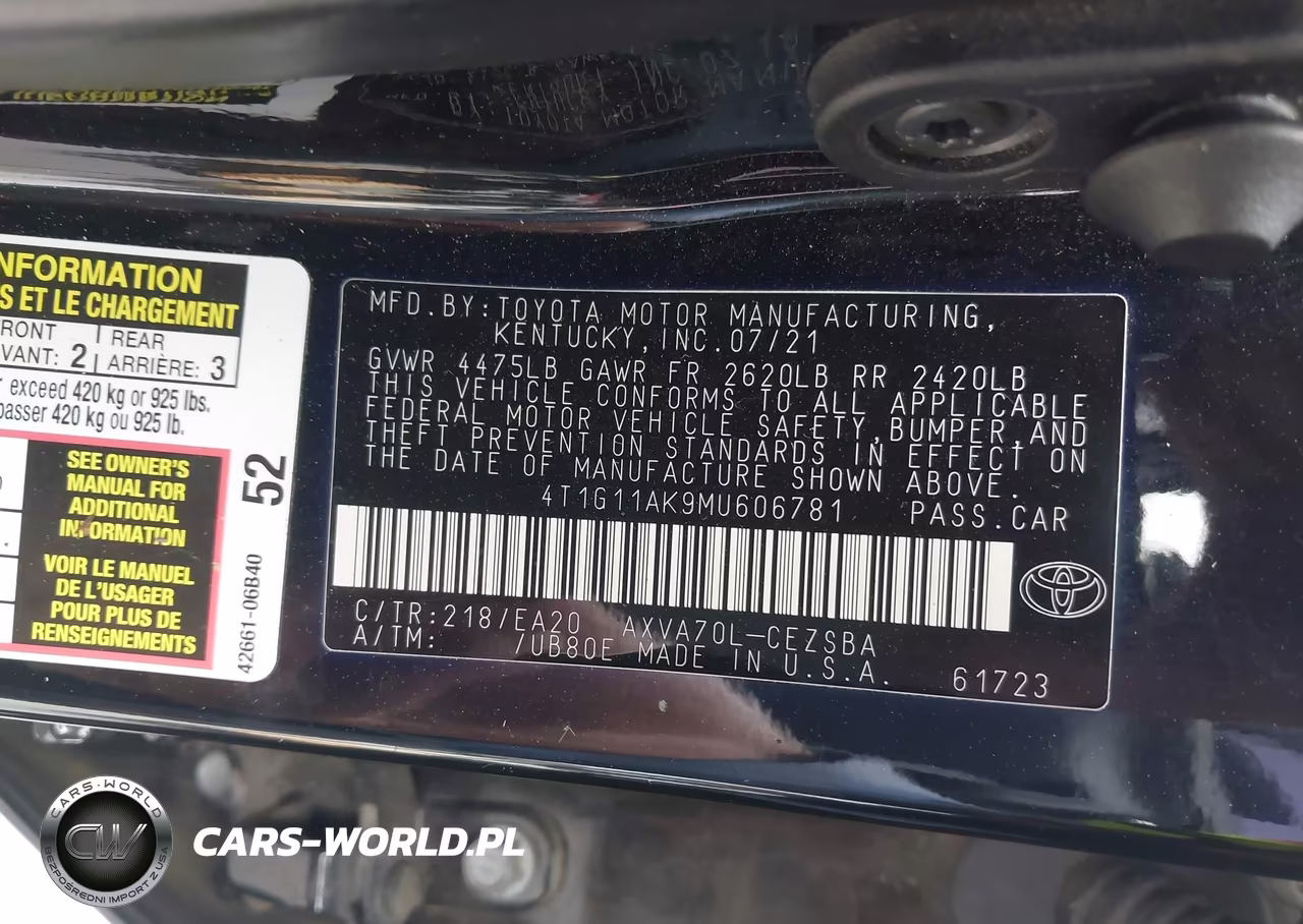 2021 Toyota Camry Se VIN:4T1G11AK9MU606781 - 9