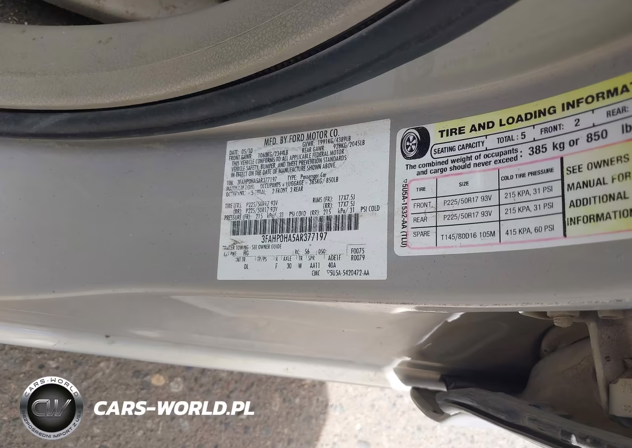 2010 Ford Fusion Se VIN:3FAHP0HA5AR377197 - 9