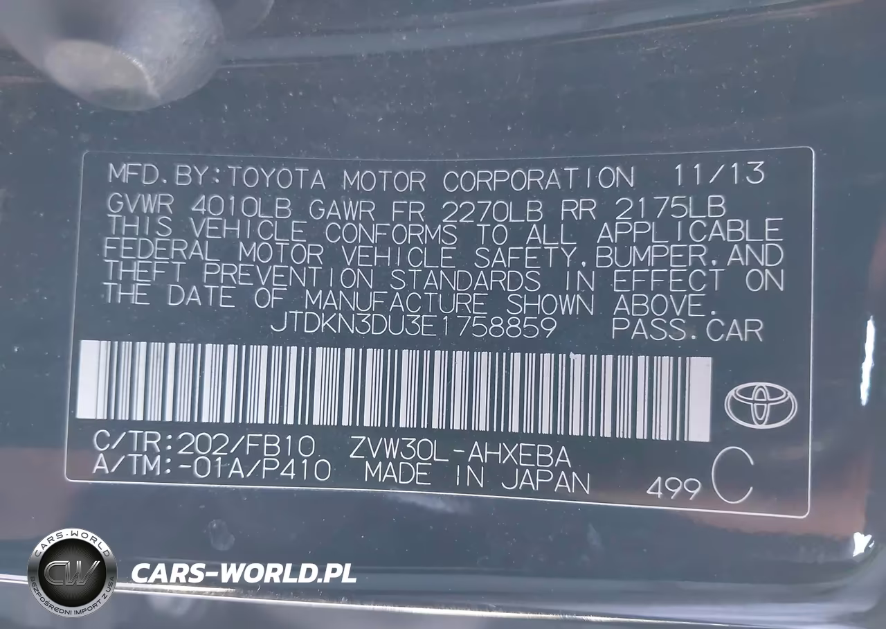 2014 Toyota Prius Two VIN:JTDKN3DU3E1758859 - 9