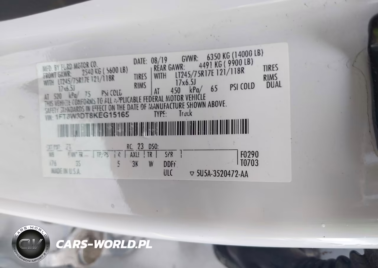 2019 Ford F350 Super Duty VIN:1FT8W3DT8KEG15165 - 9