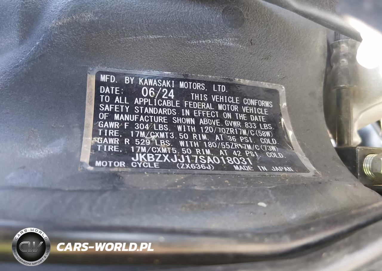 2025 Kawasaki Zx636 K VIN:JKBZXJJ17SA018031 - 10