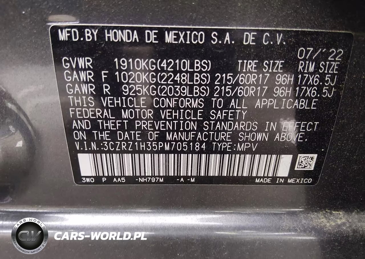 2023 Honda Hr-V 2Wd Lx VIN:3CZRZ1H35PM705184 - 9
