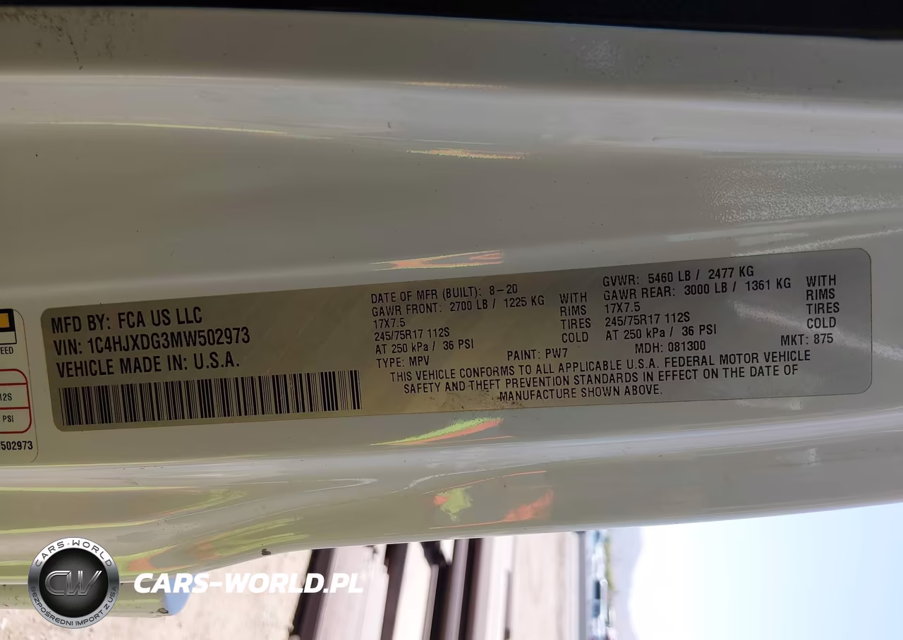 2021 Jeep Wrangler Unlimited Sport S 4X4 VIN:1C4HJXDG3MW502973 - 9
