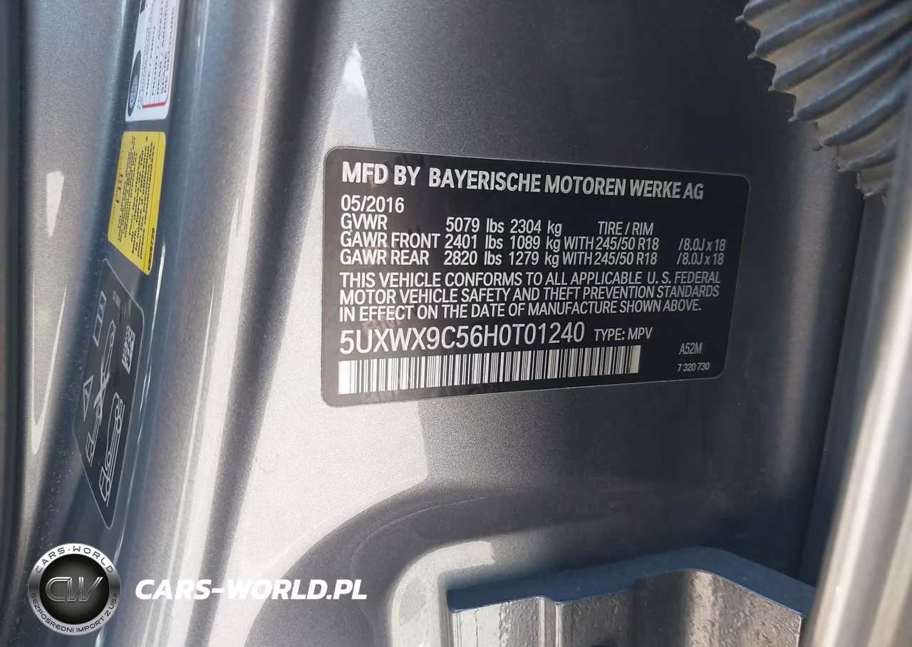 2017 BMW X3 xDrive28I VIN:5UXWX9C56H0T01240 - 9