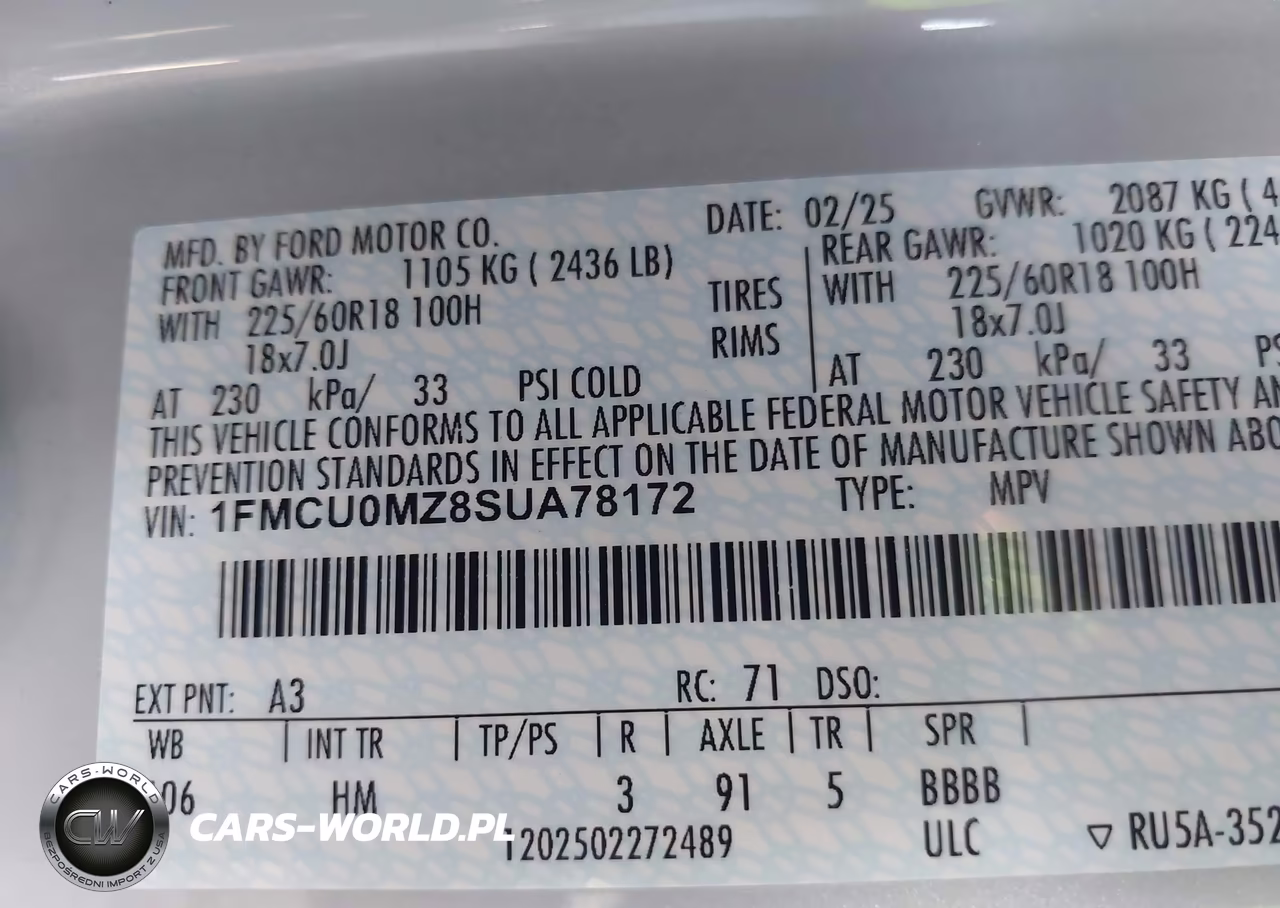2025 Ford Escape St-Line VIN:1FMCU0MZ8SUA78172 - 9