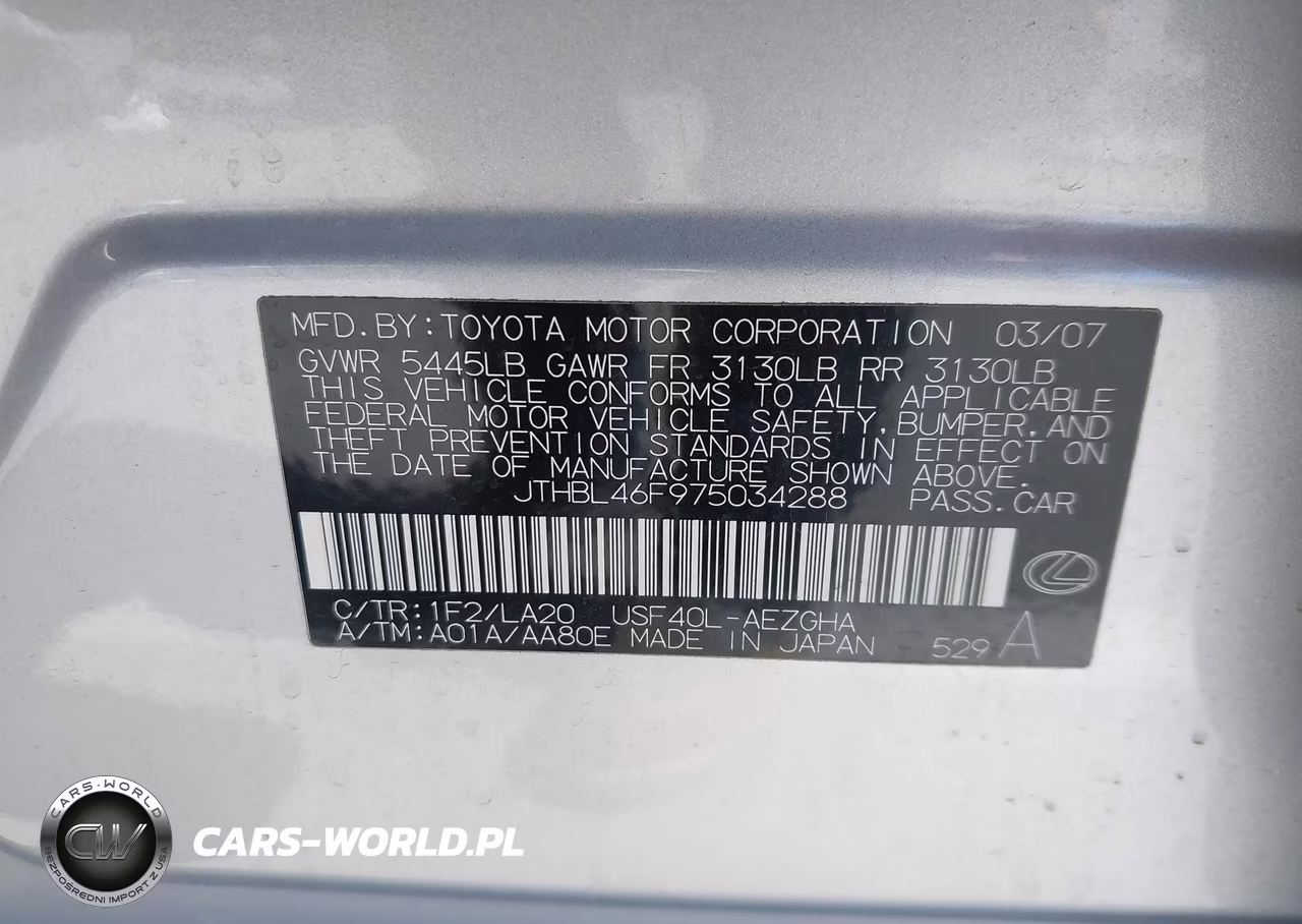 2007 Lexus Ls 460 VIN:JTHBL46F975034288 - 9