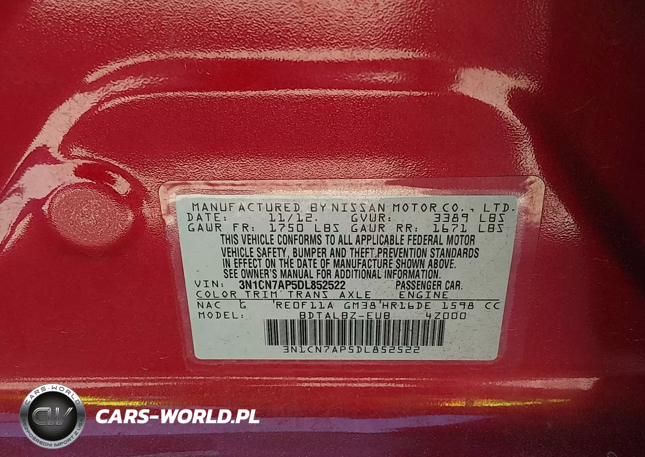 2013 Nissan Versa 1.6 Sv VIN:3N1CN7AP5DL852522 - 9