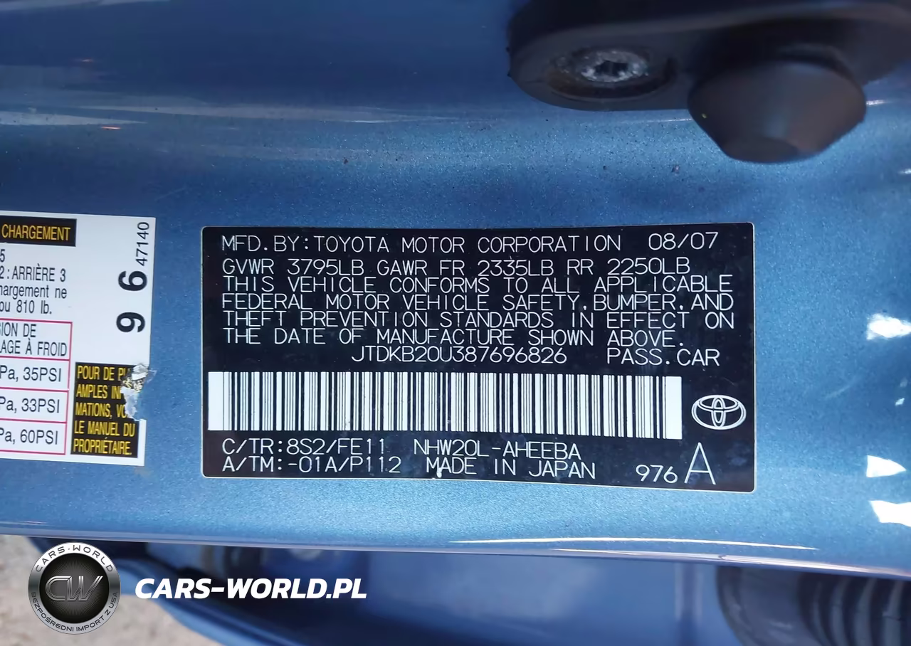 2008 Toyota Prius Touring VIN:JTDKB20U387696826 - 9