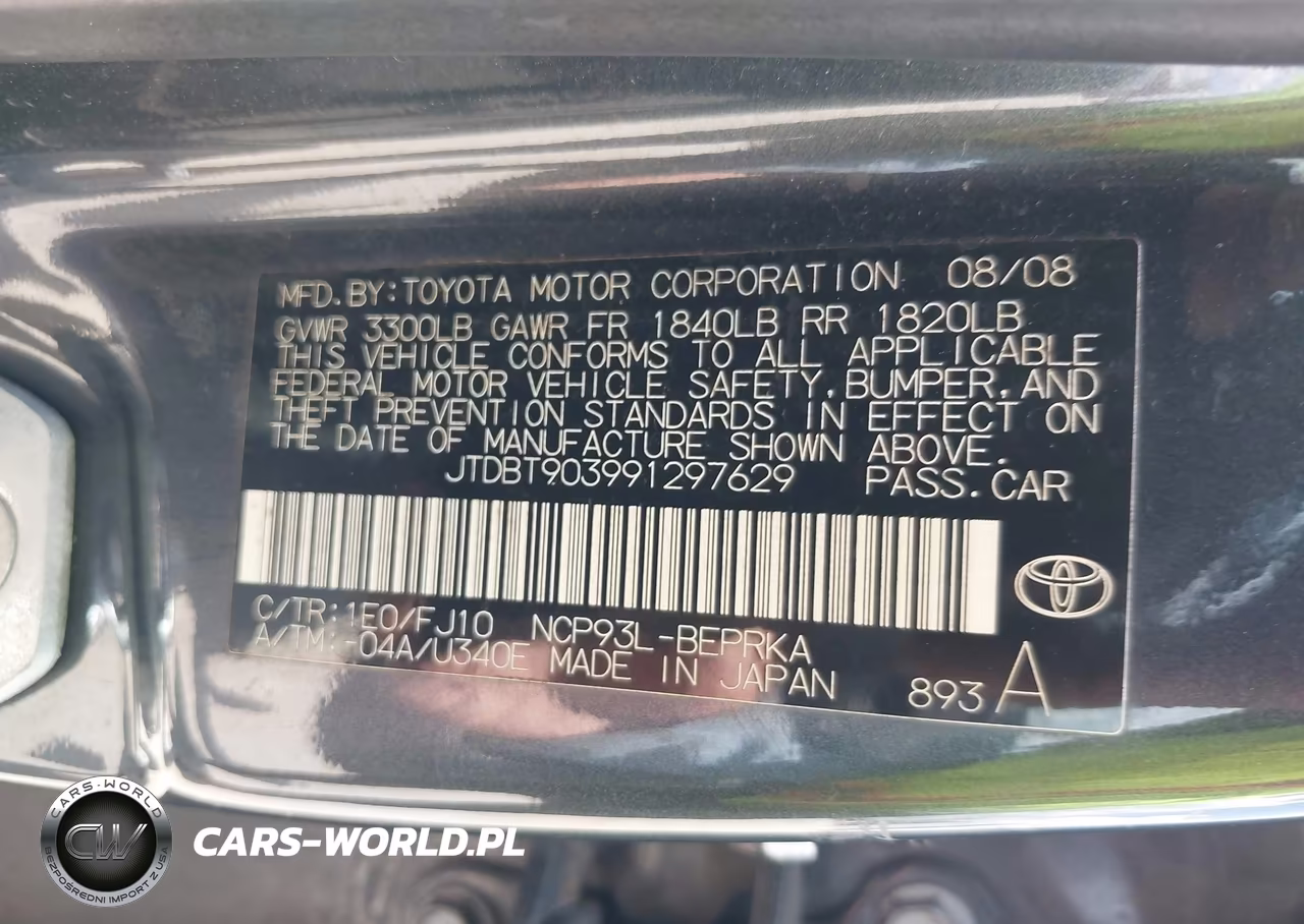 2009 Toyota Yaris VIN:JTDBT903991297629 - 8