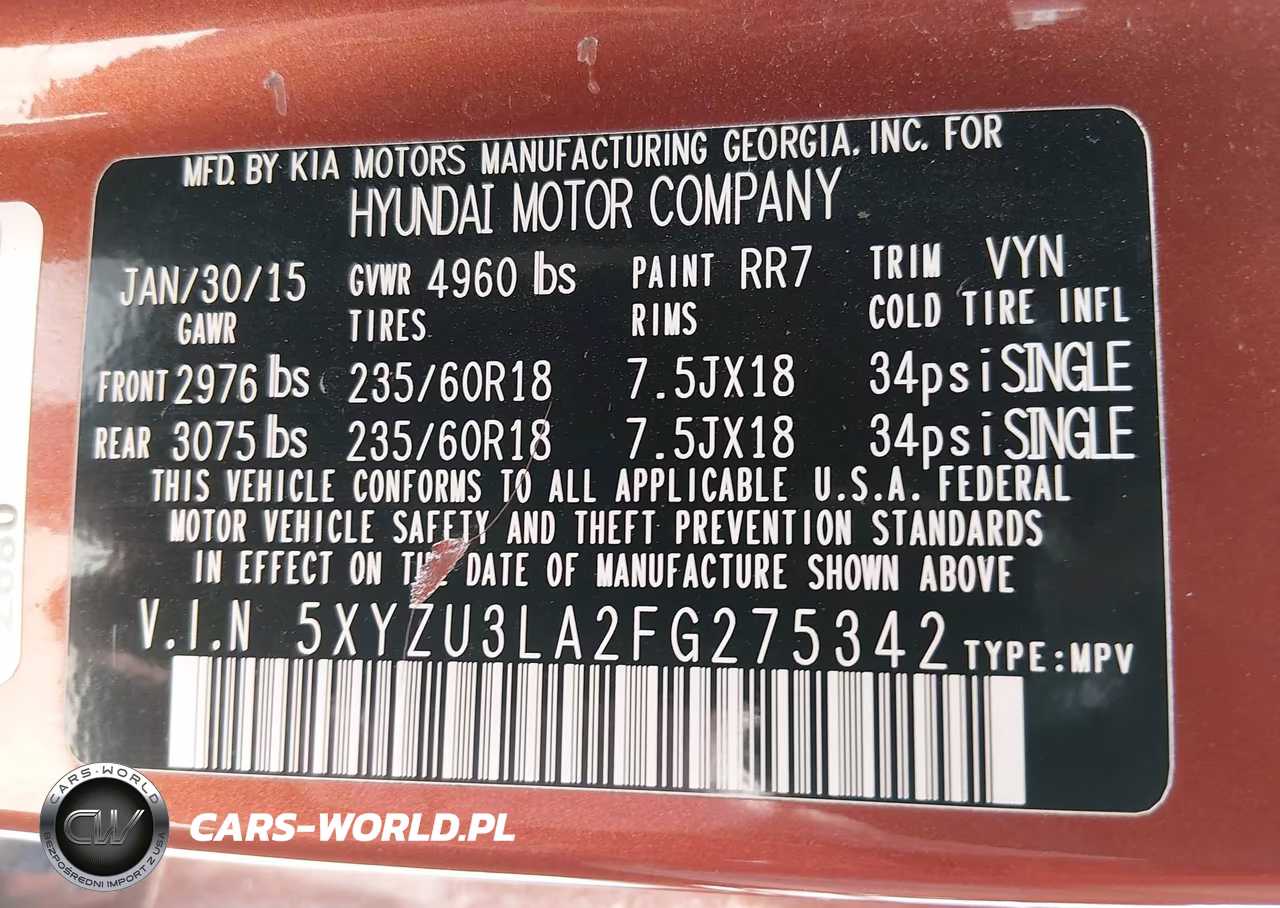 2015 Hyundai Santa Fe Sport 2.0L Turbo VIN:5XYZU3LA2FG275342 - 9