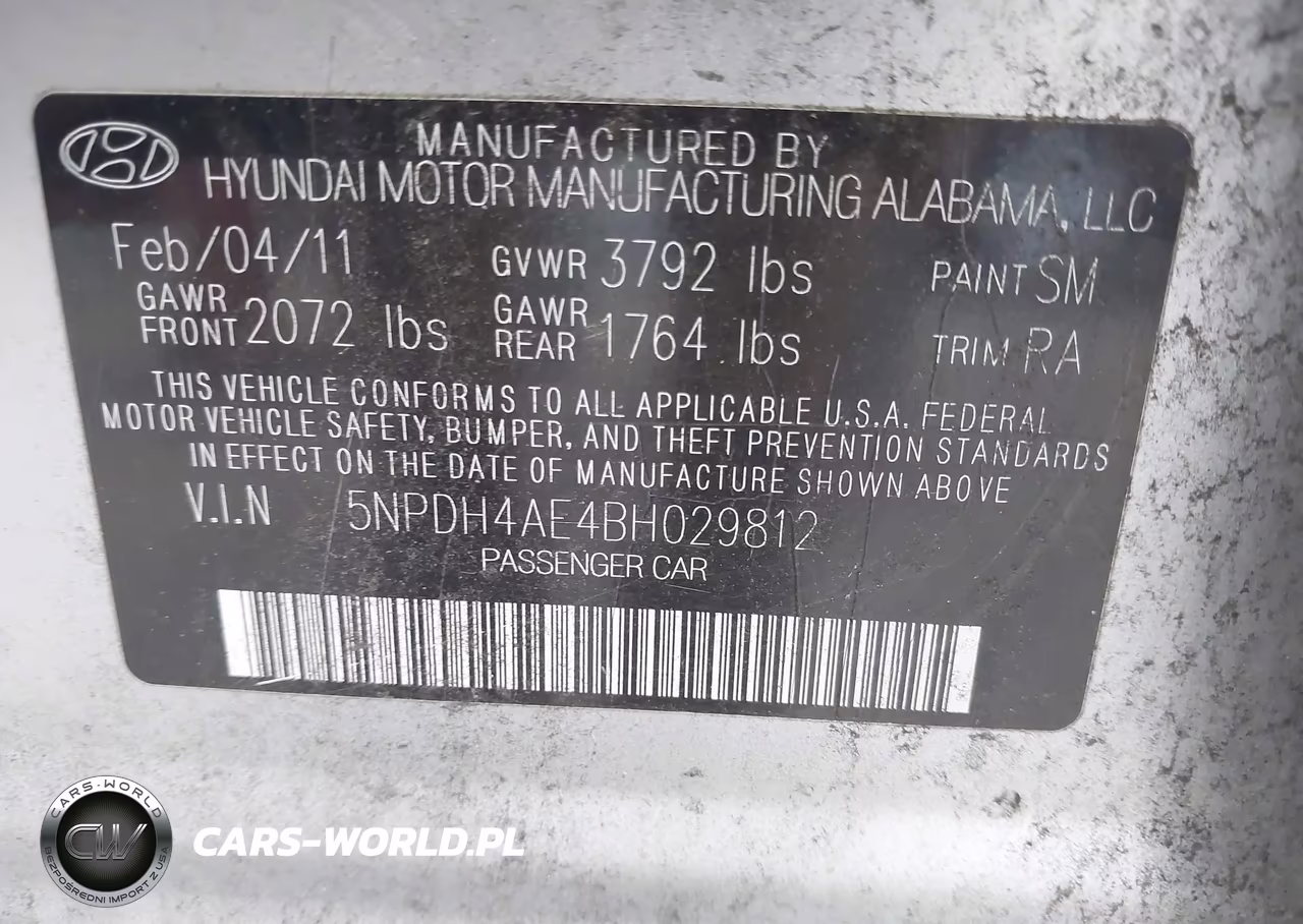 2011 Hyundai Elantra Gls VIN:5NPDH4AE4BH029812 - 9