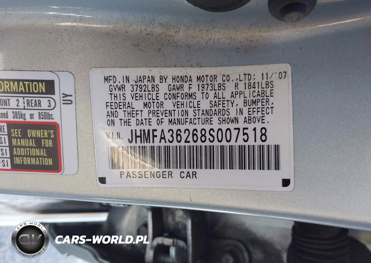 2008 Honda Civic Hybrid VIN:JHMFA36268S007518 - 9