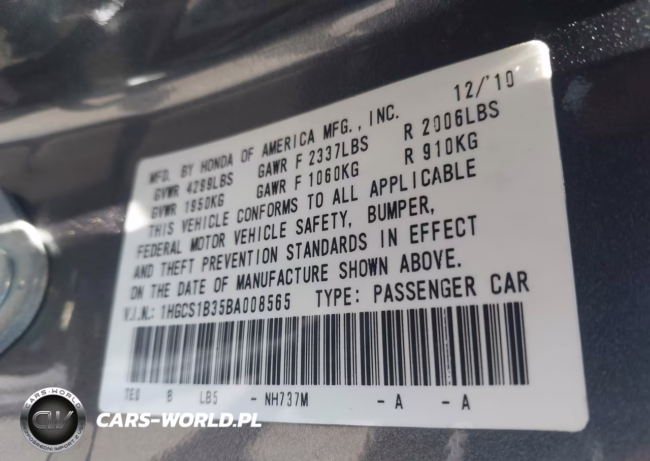 2011 Honda Accord 2.4 Lx-S VIN:1HGCS1B35BA008565 - 9