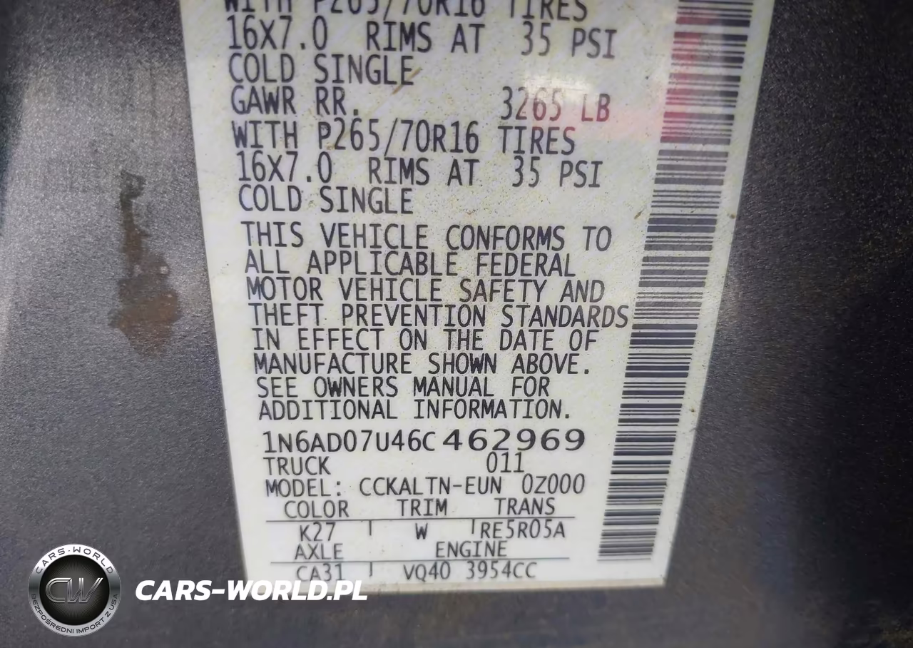 2006 Nissan Frontier Se VIN:1N6AD07U46C462969 - 9