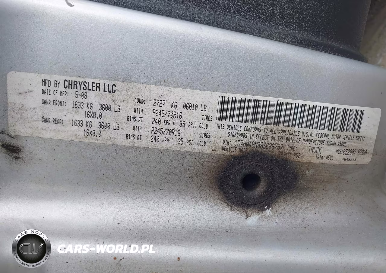 2008 Dodge Dakota Slt VIN:1D7HW48N98S626757 - 9
