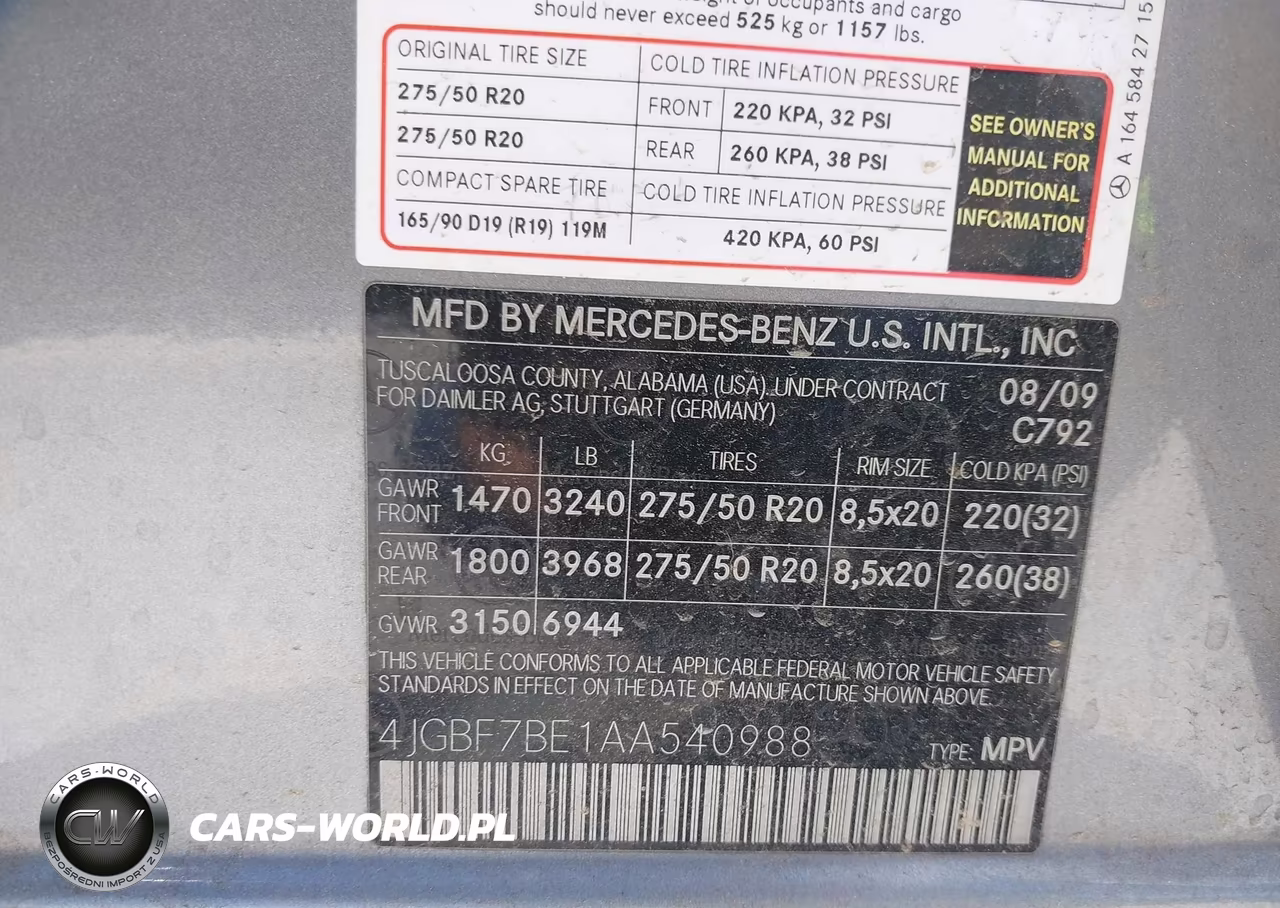 2010 Mercedes-Benz Gl 450 4Matic VIN:4JGBF7BE1AA540988 - 9