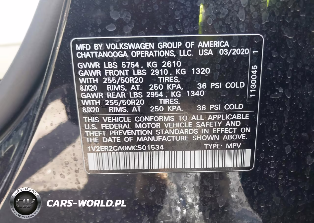 2021 Volkswagen Atlas 3.6L V6 Sel VIN:1V2ER2CA0MC501534 - 9