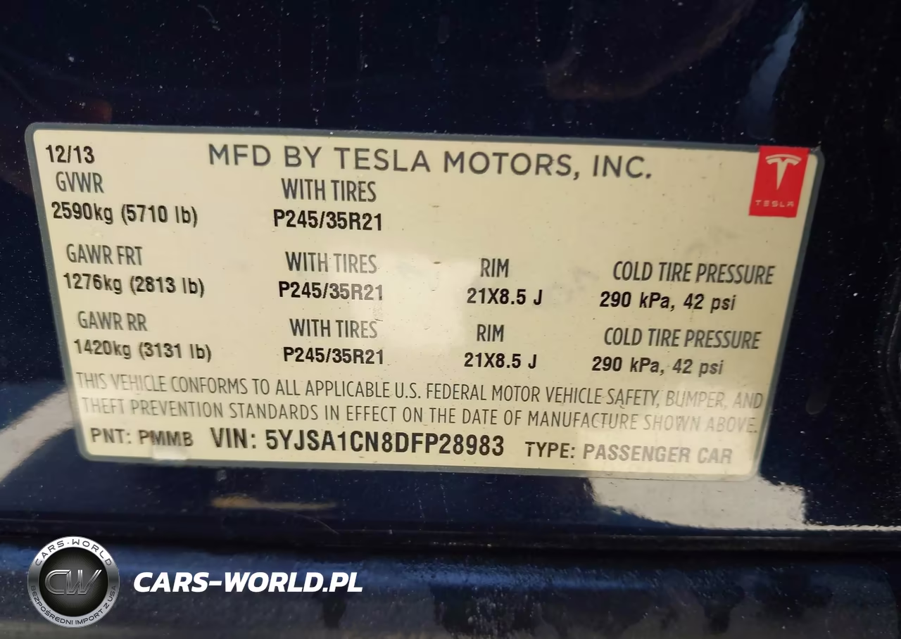 2013 Tesla Model S VIN:5YJSA1CN8DFP28983 - 9