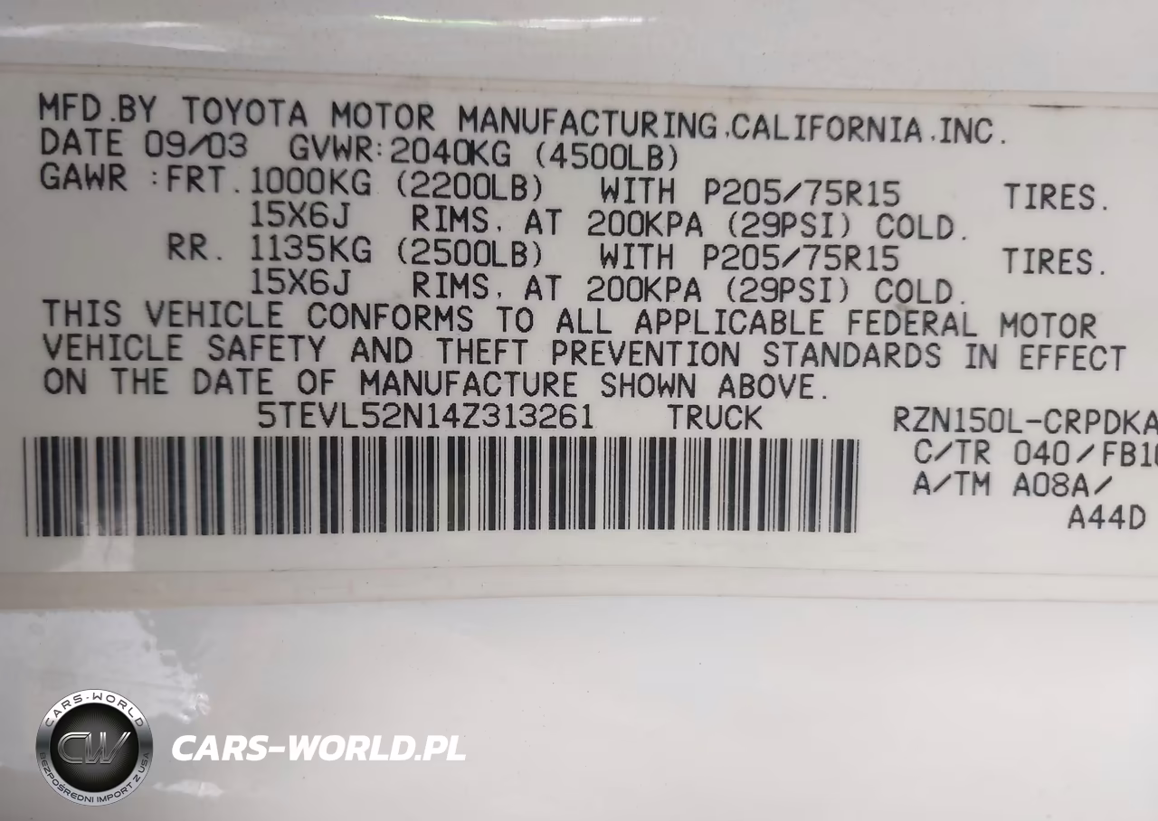 2004 Toyota Tacoma VIN:5TEVL52N14Z313261 - 9