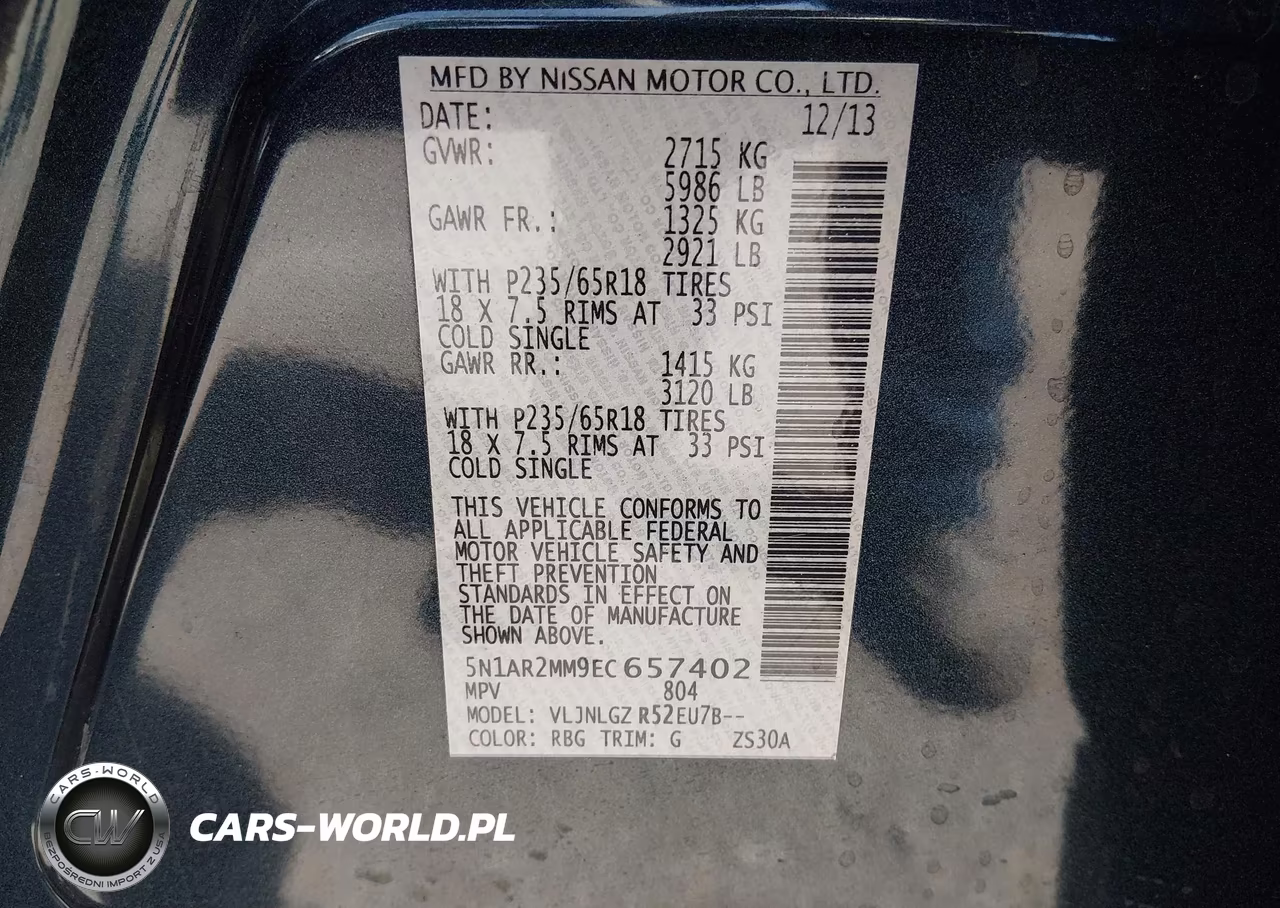 2014 Nissan Pathfinder Sl VIN:5N1AR2MM9EC657402 - 9