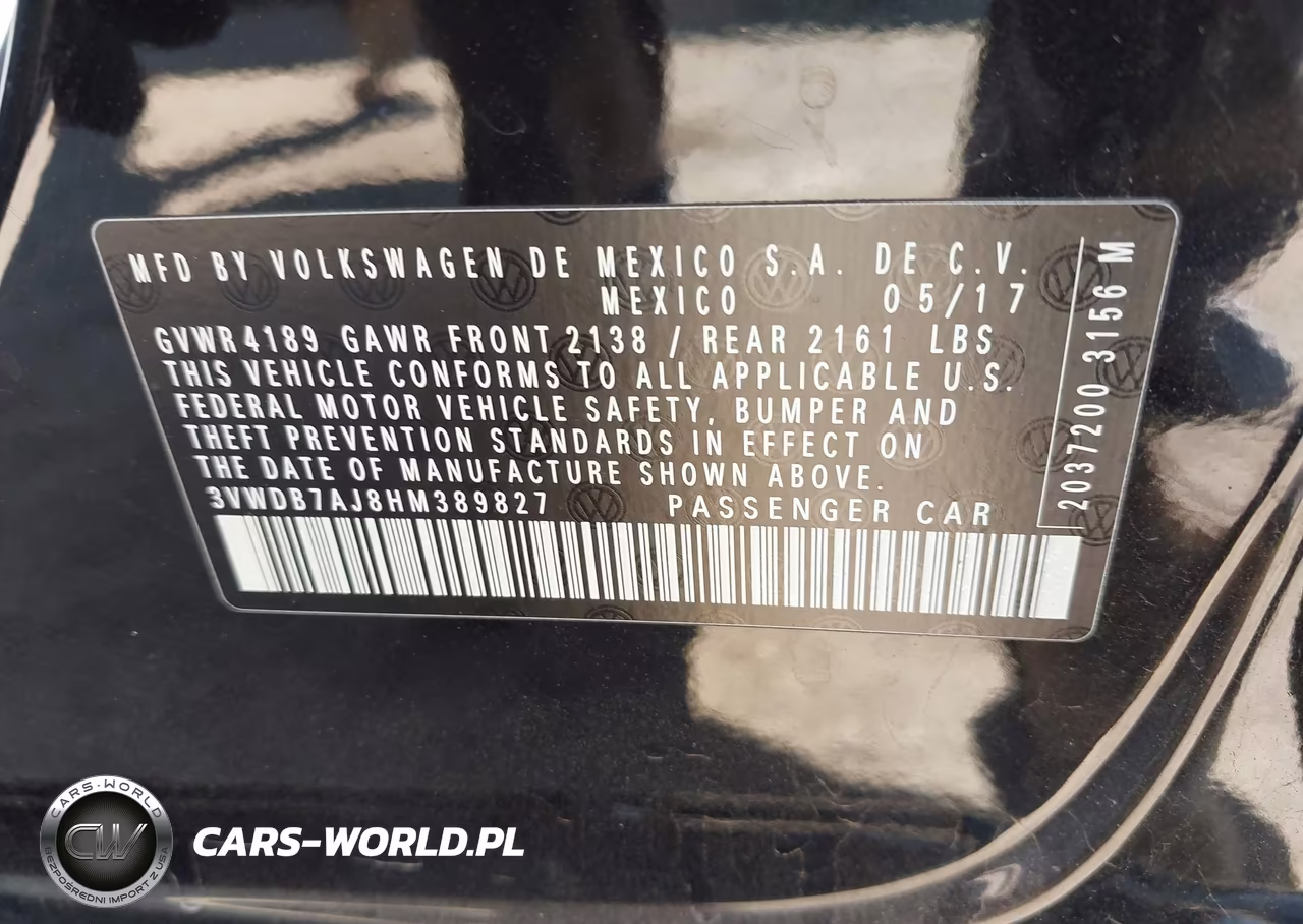 2017 Volkswagen Jetta 1.4T Se VIN:3VWDB7AJ8HM389827 - 9