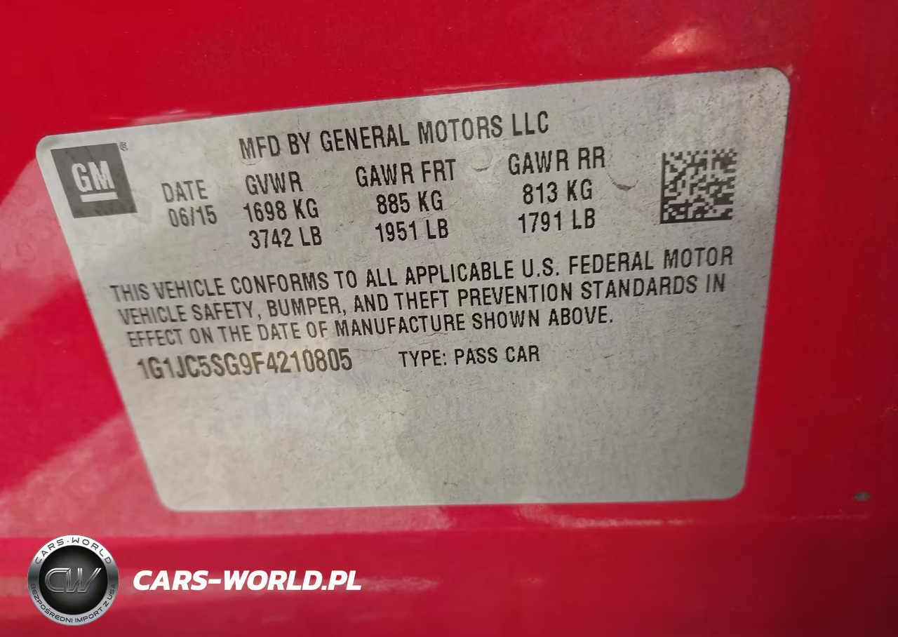 2015 Chevrolet Sonic Lt Auto VIN:1G1JC5SG9F4210805 - 9