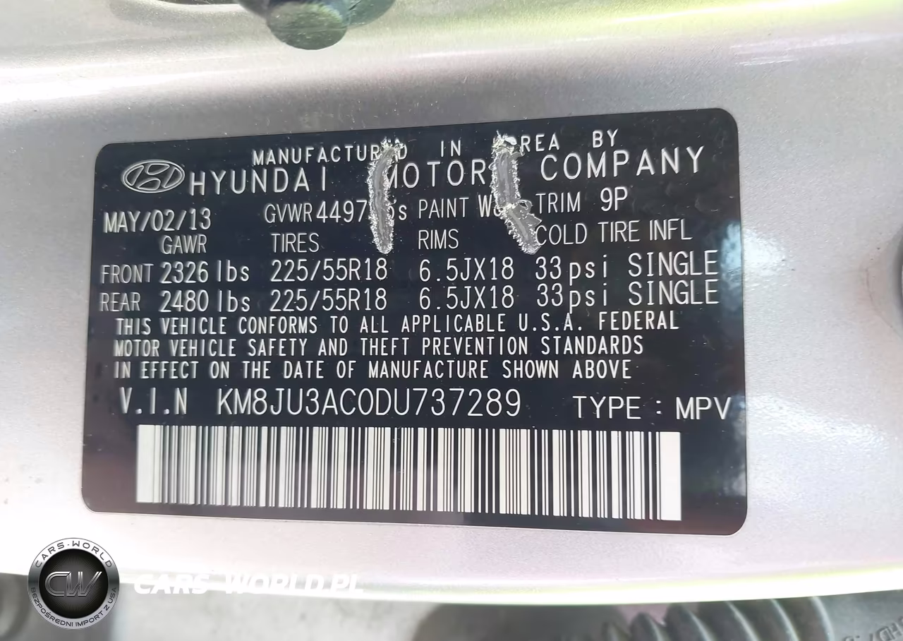2013 Hyundai Tucson Limited VIN:KM8JU3AC0DU737289 - 9