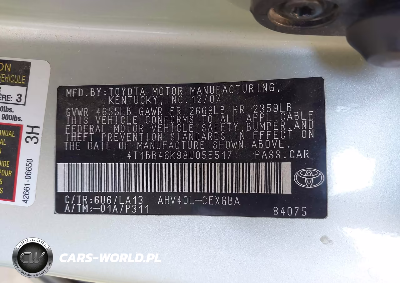 2008 Toyota Camry Hybrid VIN:4T1BB46K98U055517 - 9