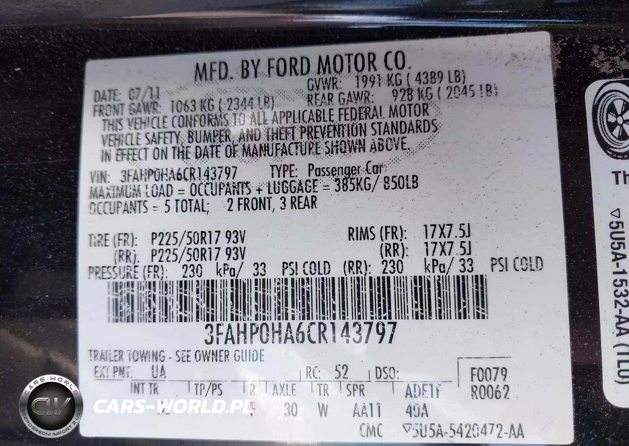 2012 Ford Fusion Se VIN:3FAHP0HA6CR143797 - 9