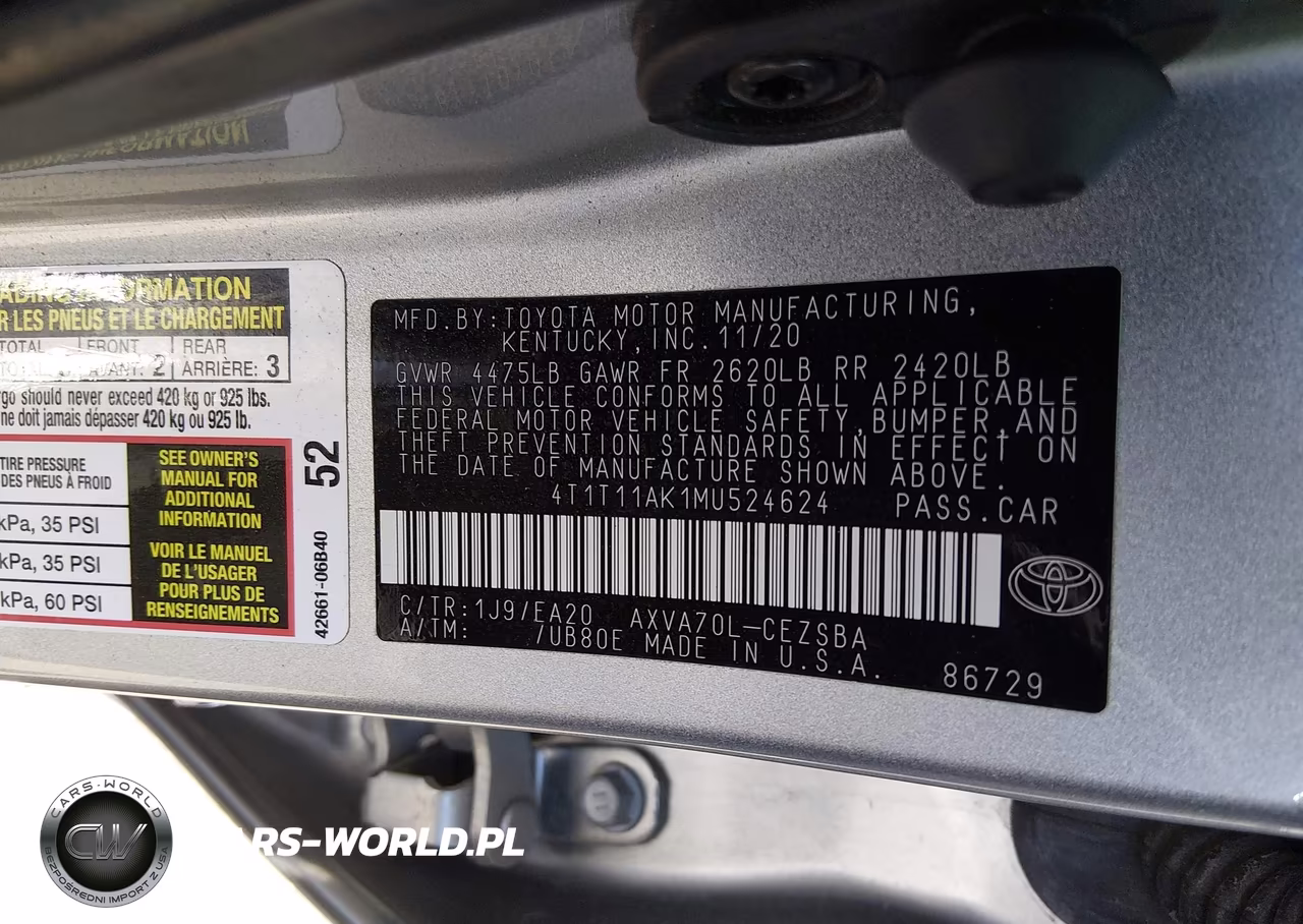 2021 Toyota Camry Se VIN:4T1T11AK1MU524624 - 9