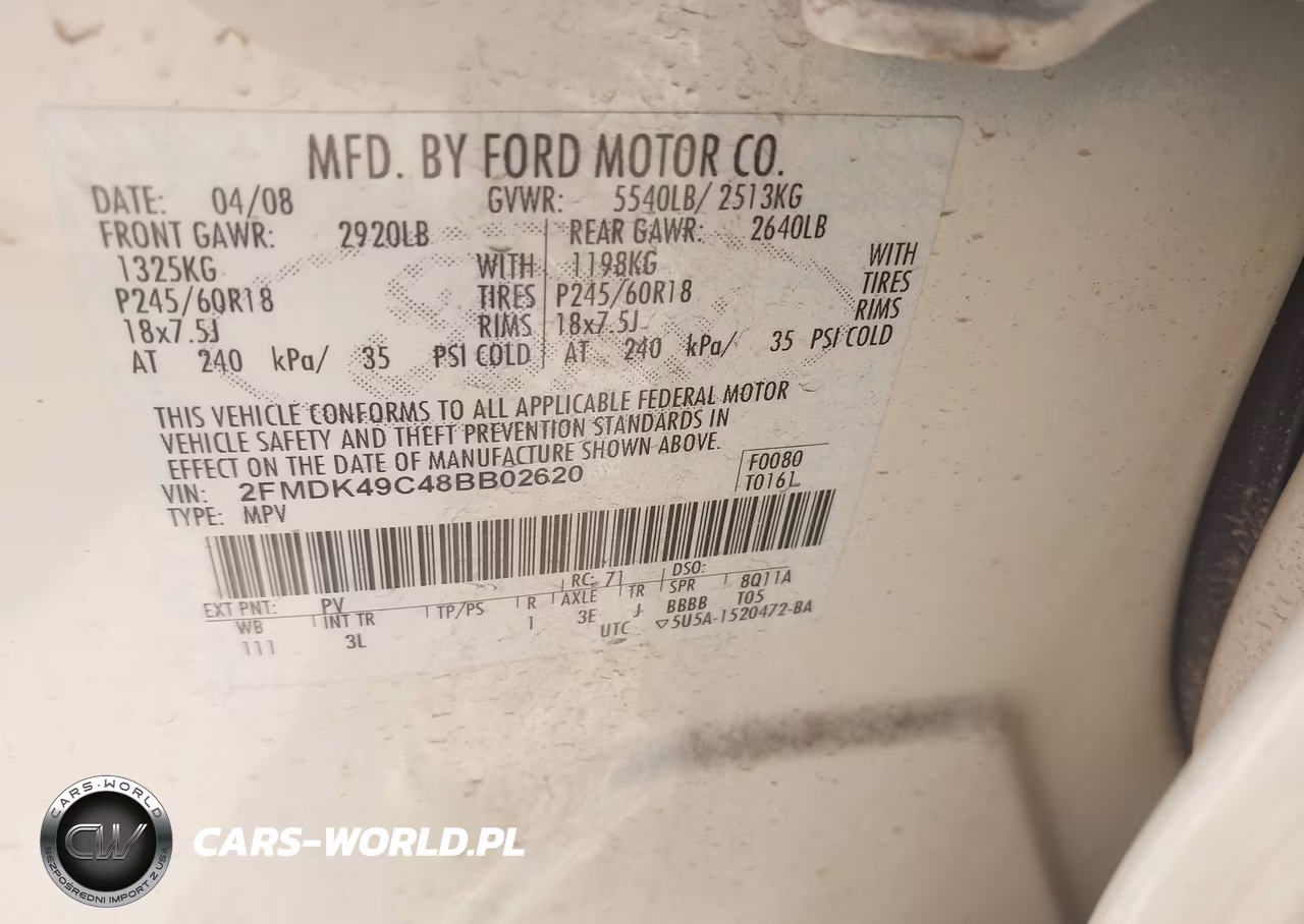 2008 Ford Edge Limited VIN:2FMDK49C48BB02620 - 9