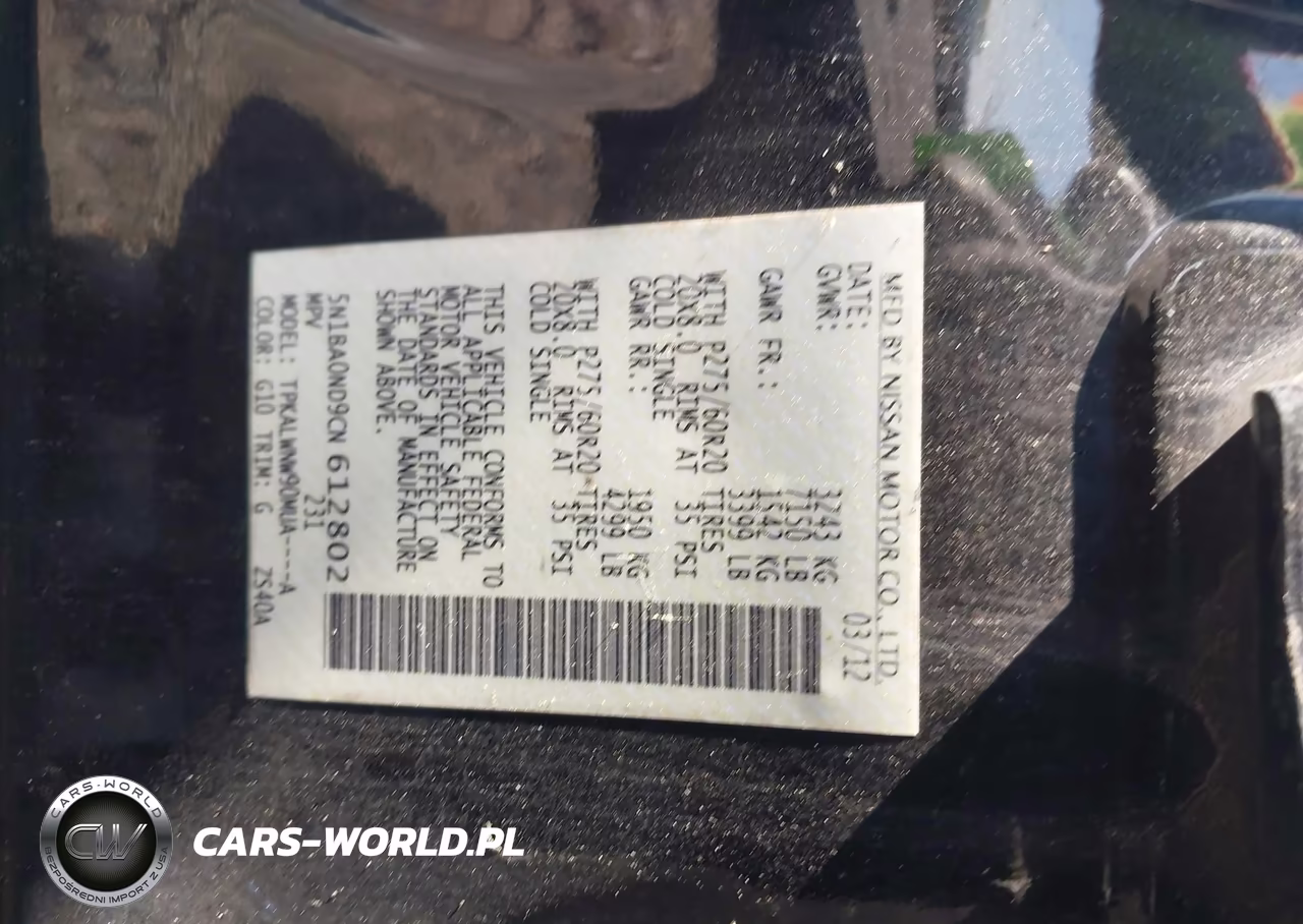 2012 Nissan Armada Platinum VIN:5N1BA0ND9CN612802 - 9