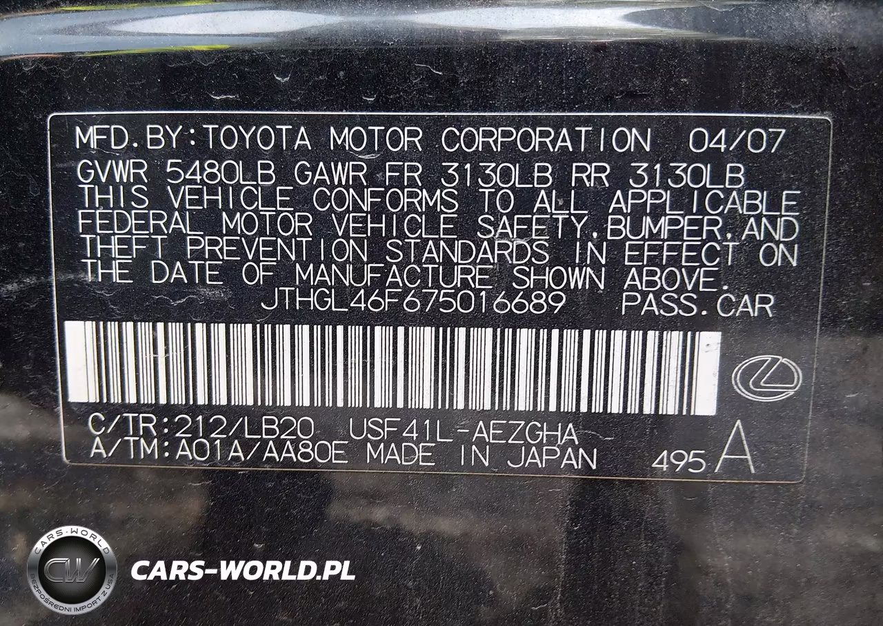 2007 Lexus Ls 460 L VIN:JTHGL46F675016689 - 9