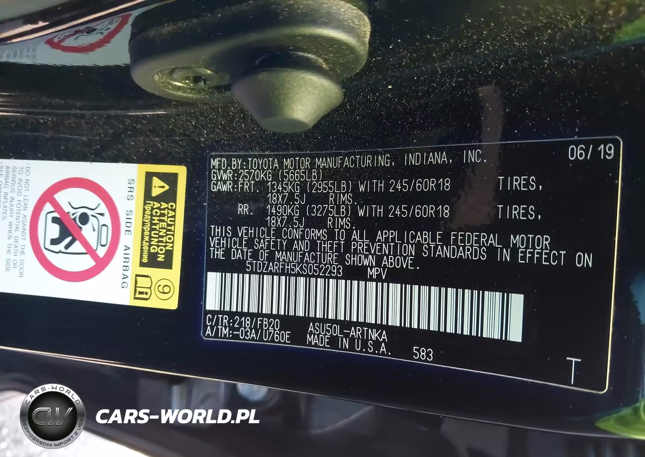 2019 Toyota Highlander Le VIN:5TDZARFH5KS052293 - 9