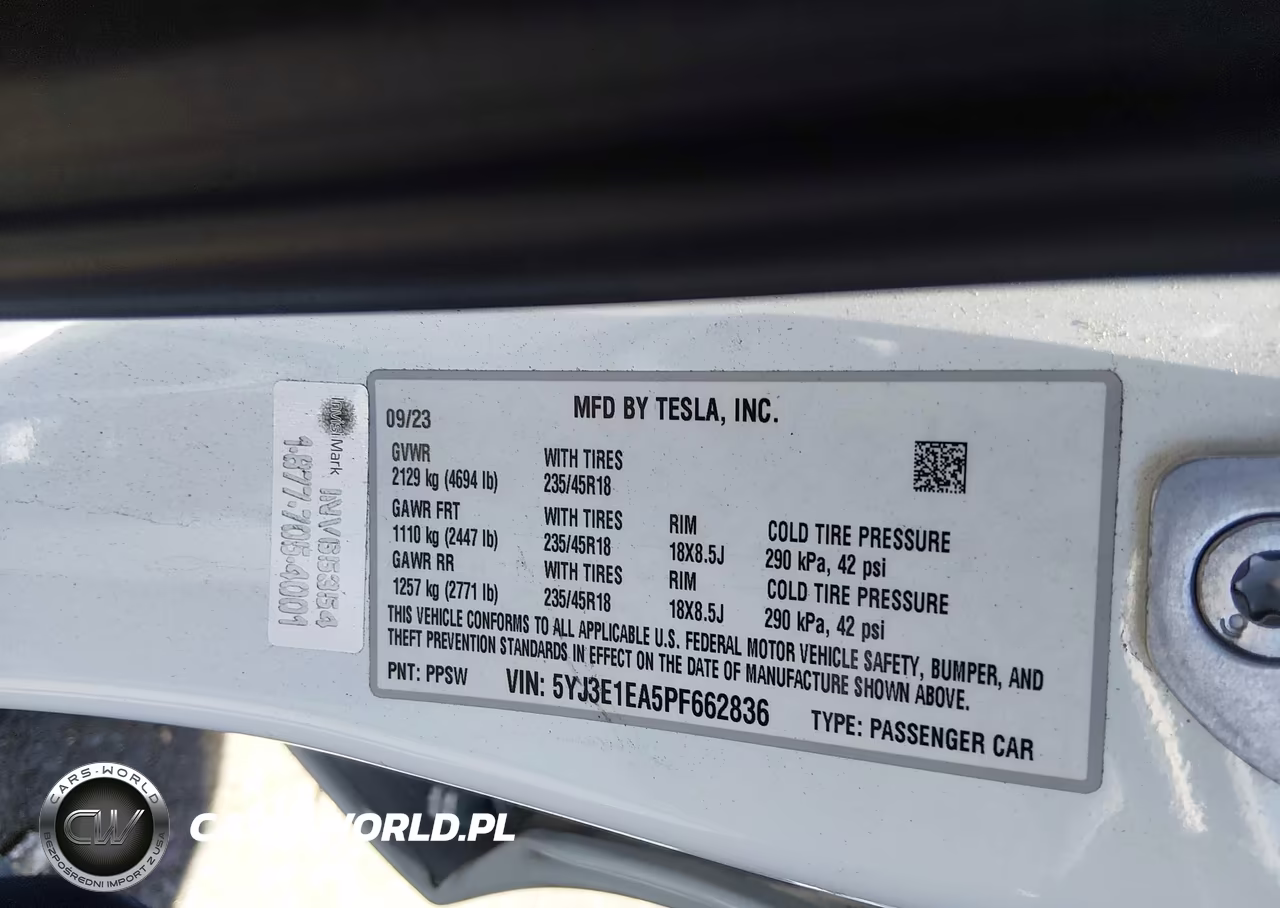 2023 Tesla Model 3 Rear-Wheel Drive VIN:5YJ3E1EA5PF662836 - 9