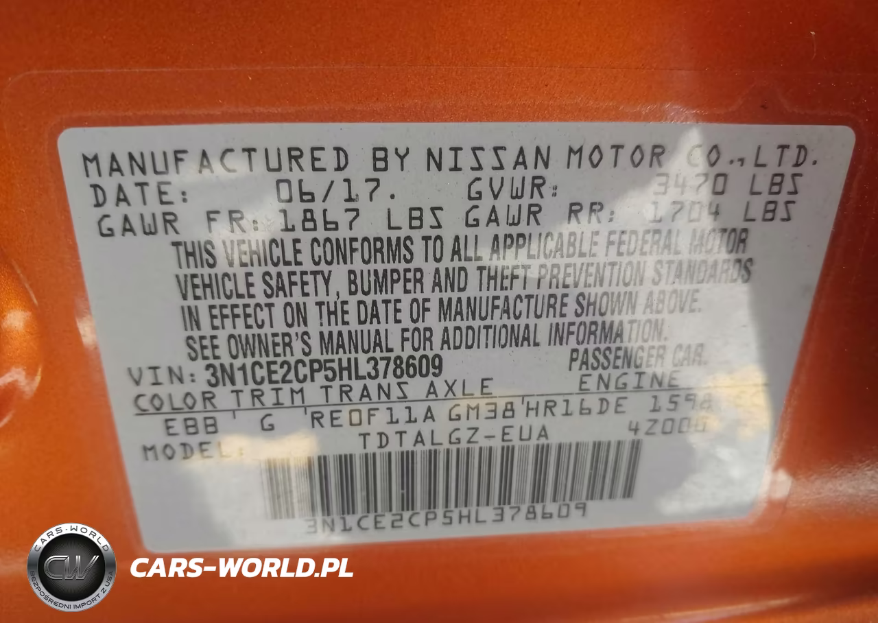 2017 Nissan Versa Note Sr VIN:3N1CE2CP5HL378609 - 9