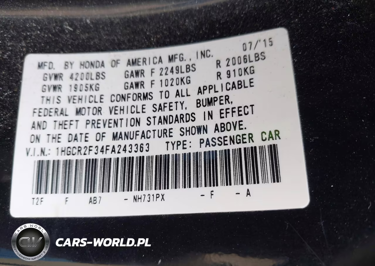 2015 Honda Accord Lx VIN:1HGCR2F34FA243363 - 9